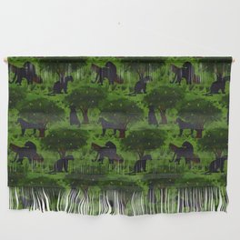  seamless pattern with panthers among tropical vegetation Wall Hanging