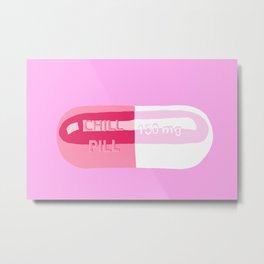 Chill Pill Pink Metal Print | Digital, Happy, Pop Art, Metz, Colorful, Fine, Whimsical, Drawing, Cheerful, Kids 