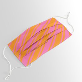 [ Thumbnail: Dark Orange & Hot Pink Colored Striped/Lined Pattern Face Mask ]
