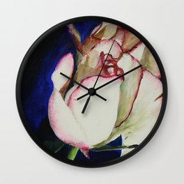 A Rose with a Broken Leaf Wall Clock | Flower, Realism, Pop Art, Sexy, Painting, Colorindigo, Colorwhite Rose, Oversize, Romantic, Rose 