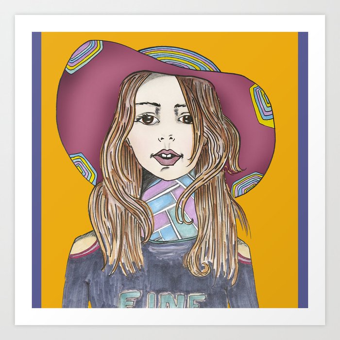 Girl With Hat Art Print