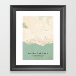 Santa Barbara, United States - Vintage Map Framed Art Print