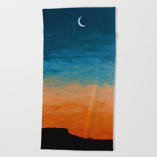 Pre-Dawn Moonrise, painting Beach Towel