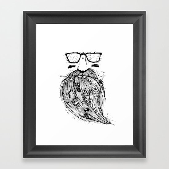 Beard Me Some Music (Black & White) Framed Art Print