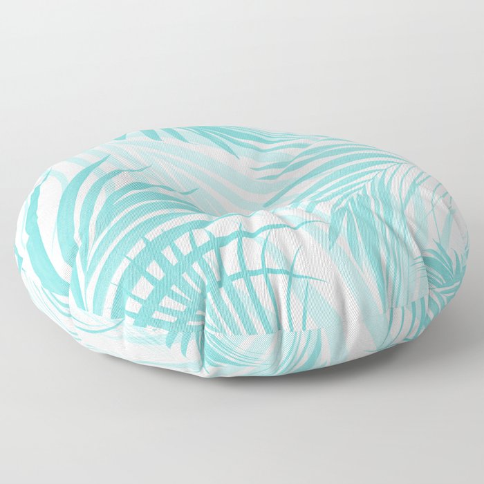 Soft Turquoise Palm Leaves Dream - Cali Summer Vibes #4 #tropical #decor #art #society6 Floor Pillow