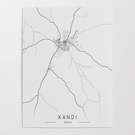 Kandi -  Benin Gray City Map Poster