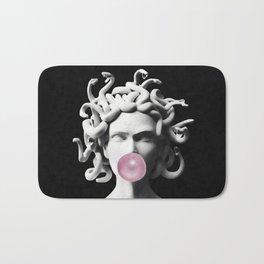 Medusa blowing pink bubblegum bubble Bath Mat | Mythology, Greek Mythology, Funny, Gorgo, Digital, Myth, Sculpture, Lines, Bubblegum, Snakes 