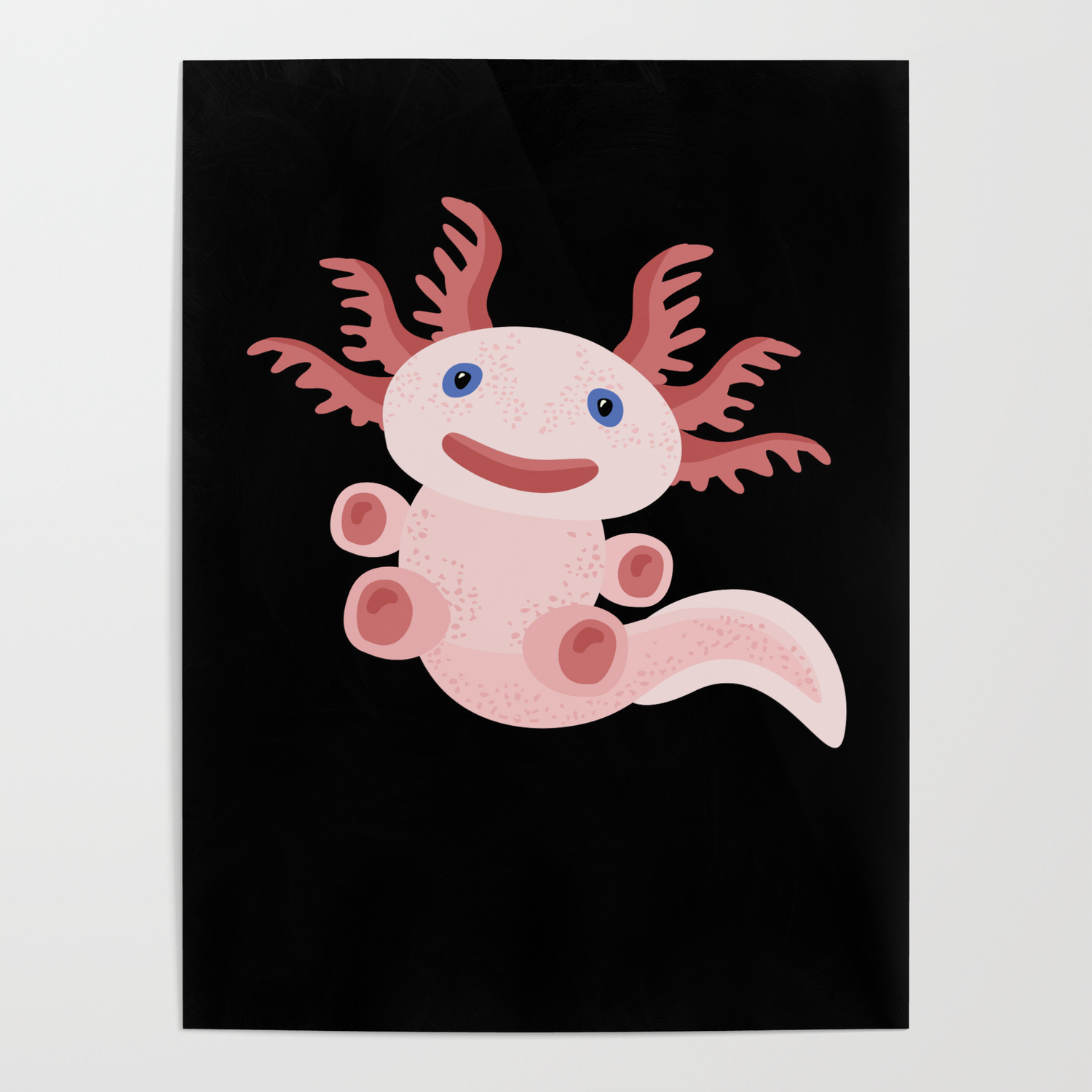 Cute Axolotl On Black Background Poster By Xooxoo Society6