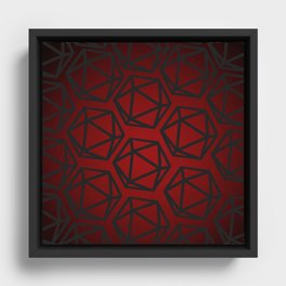 D20 Pattern - Red Black Gradient Framed Canvas
