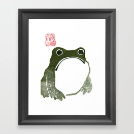 Unimpressed Grumpy Japanese Frog or Toad Framed Art Print