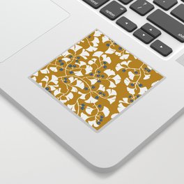 Asia Ginkgo Leaves white ´n mustard Sticker
