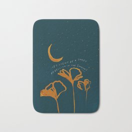 "Let Light Be A Sweet Rebellion In The Shadows" Bath Mat | Pop Art, Curated, Street Art, Morganharpernichols, Mhn, Watercolor, Night Sky, Hand Lettering, Abstract, Moon 