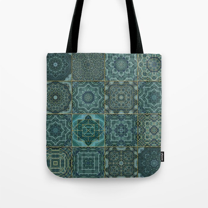 Emerald Shabby Chic Moroccan Tiles Faded Bohemian Luxury From The Sultans Palace  Tote Bag