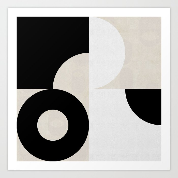 geometry mid modern black white III Art Print
