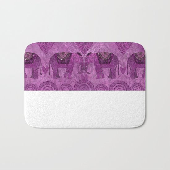 Elephants in Love pink heart artwork Bath Mat