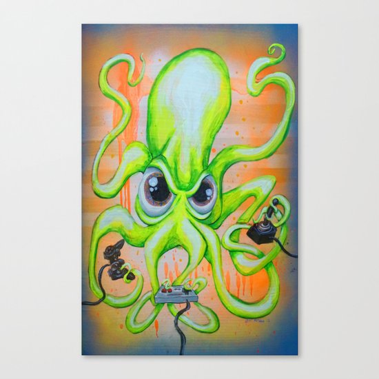Video Game Playing Octopus Canvas Print