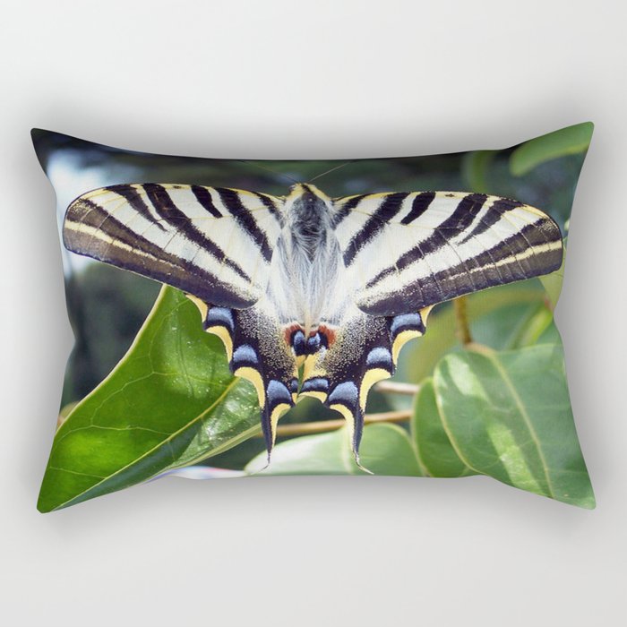 Swallowtail Buttterfly Resting on Oleander Leaves Rectangular Pillow