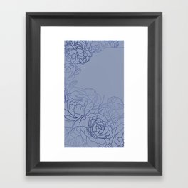 Denim Floral White Framed Art Print