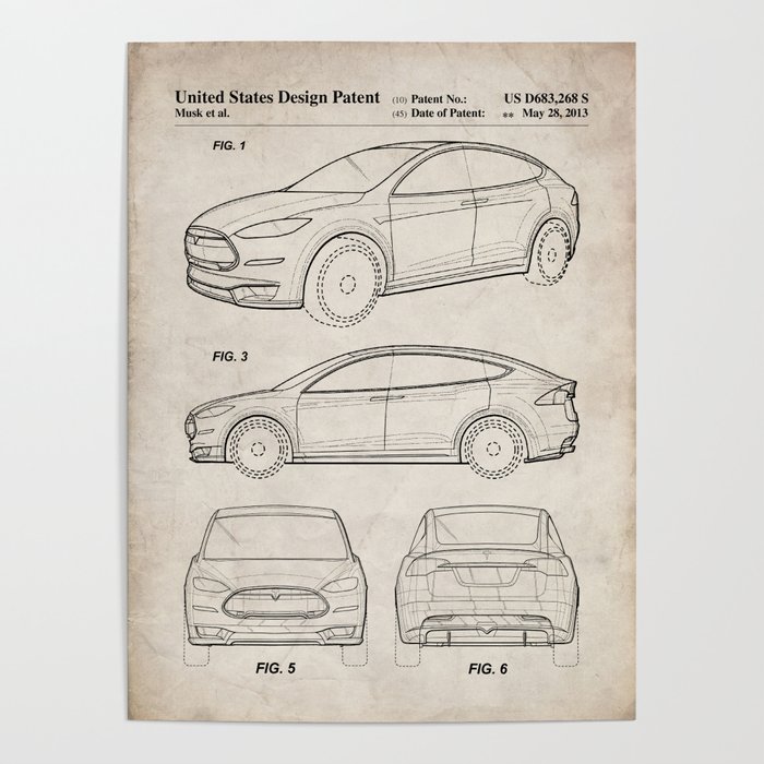 tesla model s patent tesla art antique poster by patent press society6