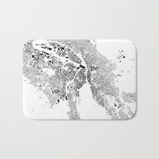 Zurich Schwarzplan Map Only Buildings Bath Mat