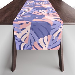 Color Block Monstera Leaves - Purple + Pink Table Runner