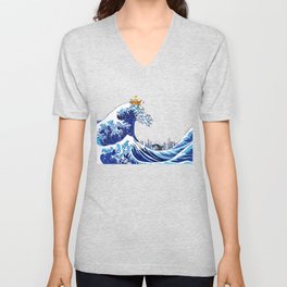 Surfs up Calvin! V Neck T Shirt