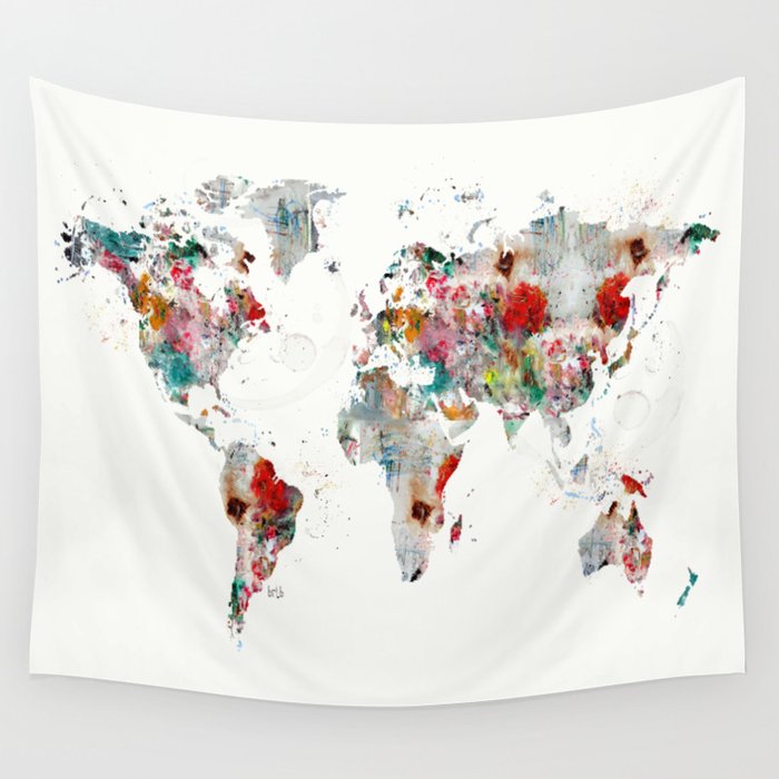 World Map Abstract Wall Tapestry By Bribuckley
