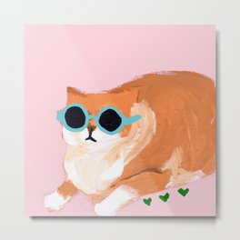 sunglass cat Metal Print | Animal, Orangecat, Pet, Hot, Fatcat, Bluesunglasses, Sunglasses, Feline, Coolcat, Acrylic 