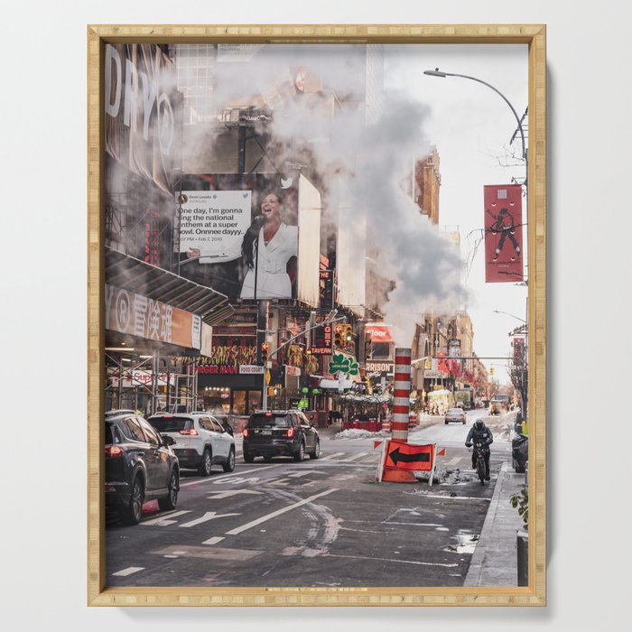 New York City Steam in the Street | Photography Serving Tray