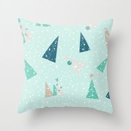 Modern Christmas Trees-Mint Throw Pillow