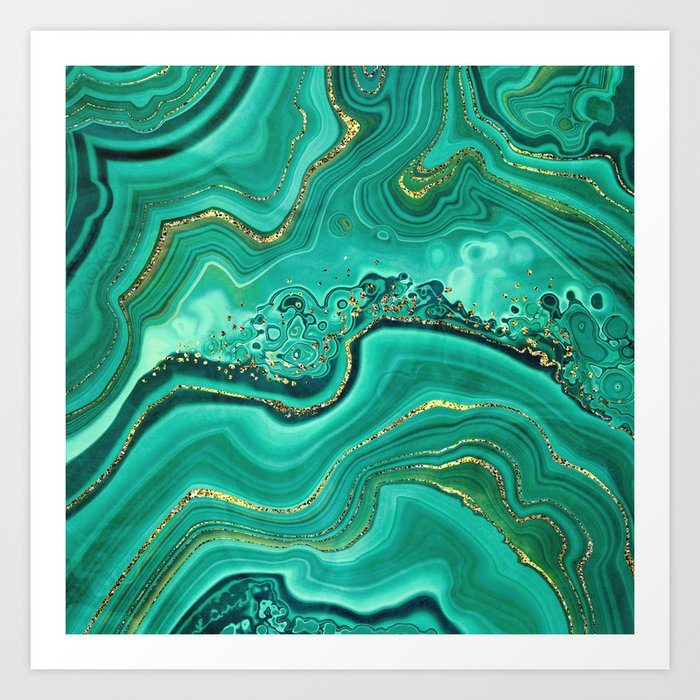 Malachite Green Agate Geode Art Art Print