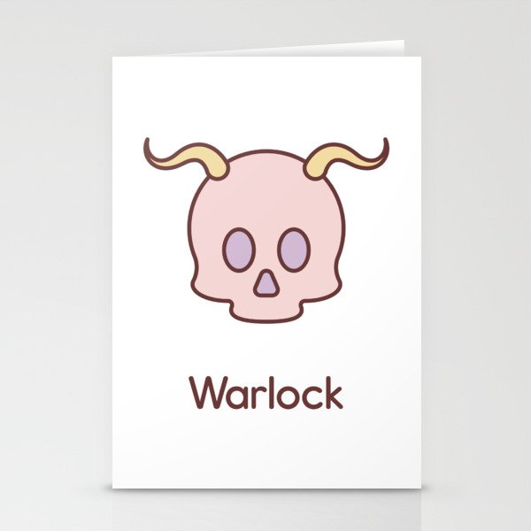 Cute Dungeons and Dragons Warlock class Stationery Cards