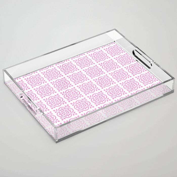 Art Deco Style Repeat Pattern Girly Pink Acrylic Tray