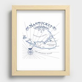 Nantucket Vintage Map Recessed Framed Print