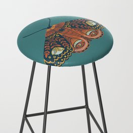 Folksy Moths and Flowers - Yellow, Orange and Teal Bar Stool