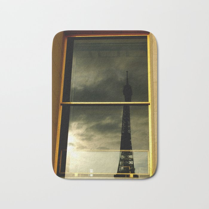 Eiffel Tower reflection | Paris mirrored window | Simple Travel Photography Bath Mat