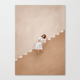 Girl Thinking on a Stairway Canvas Print