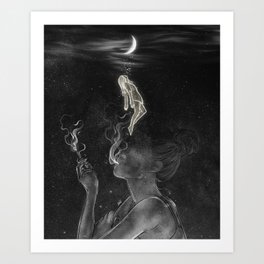 The night cigarette. Art Print