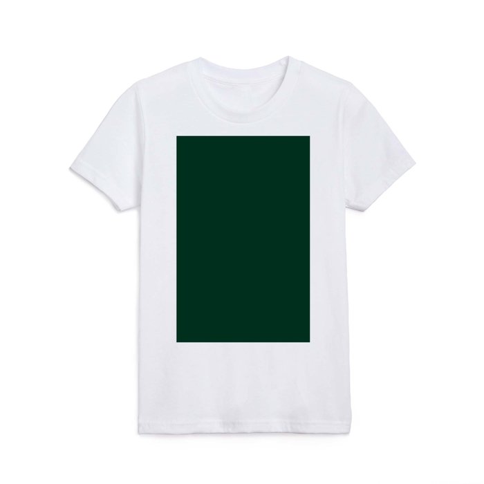 Dark Green Solid Color Popular Hues Patternless Shades of Green Collection - Hex Value #013220 Kids T Shirt