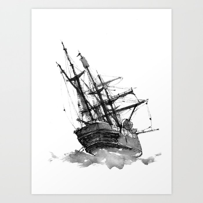wrecked ship Art Print