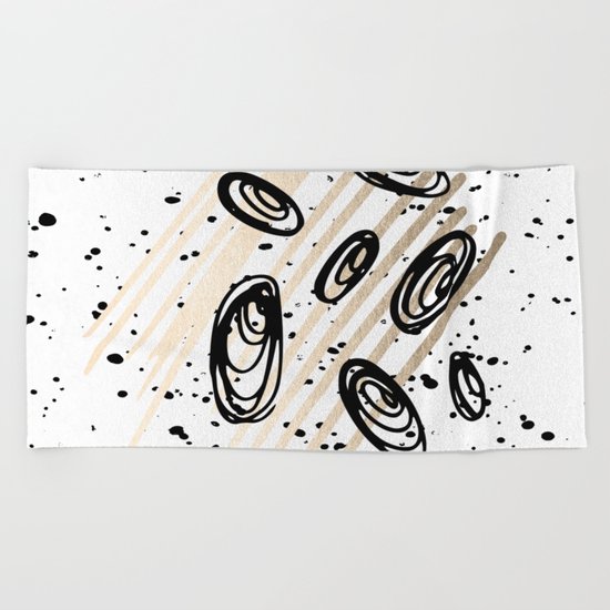 The Visitors - Black White and Gold Beach Towel