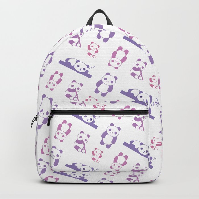 Purple Panda White Pattern Backpack