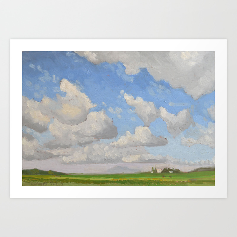 Italian Cloud Landscape Painting Art Print By Barraganpaintings