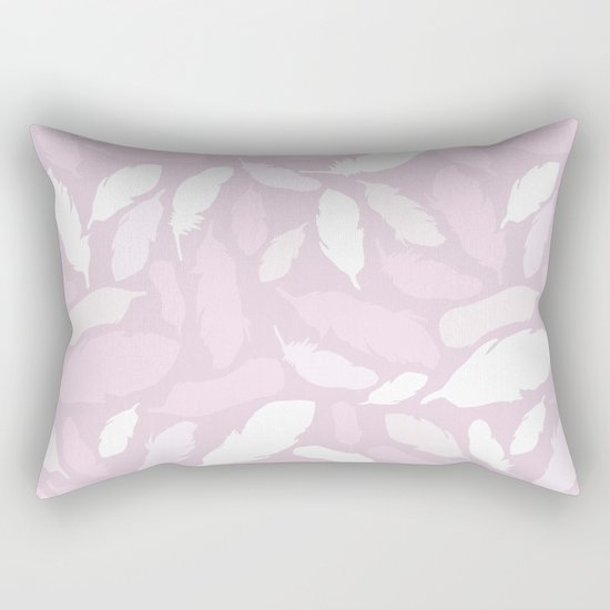 Feather Pattern Pink Rectangular Pillow