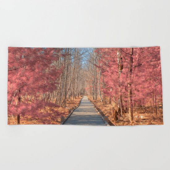 Jesup Boardwalk Trail - Tickle Me Pink Beach Towel