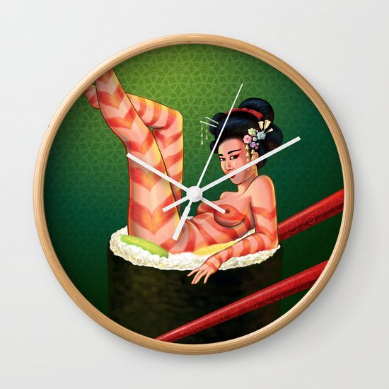 Sushi Girl Wall Clock