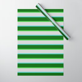 [ Thumbnail: Lime Green, Light Gray, Turquoise, and Dark Green Colored Pattern of Stripes Wrapping Paper ]