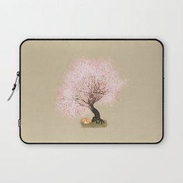 Fox Sleeping Under Cherry Blossoms Laptop Sleeve