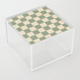 Large Checkerboard - Sage & Tan Acrylic Box
