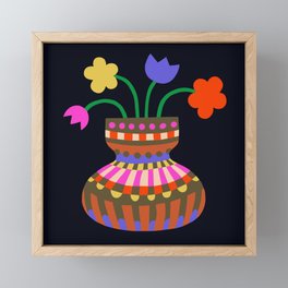 Folk Flower Vase Framed Mini Art Print